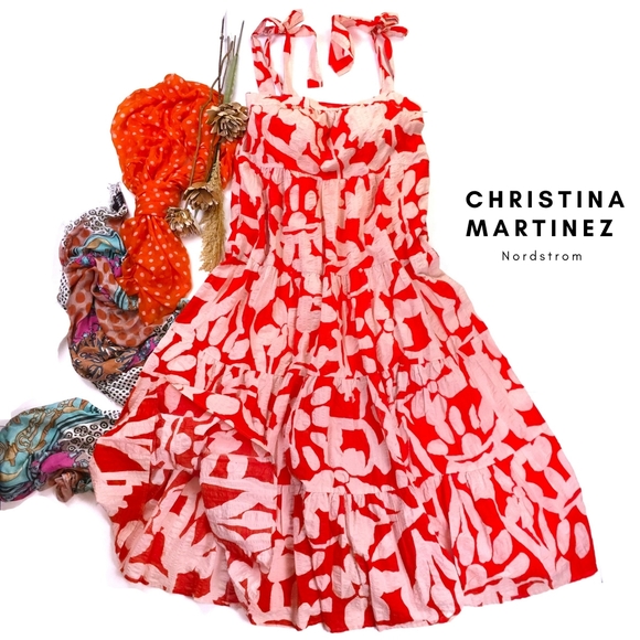 Nordstrom Dresses & Skirts - Nordstrom Christina Martinez Red & White Tie-Shoulder Sundress Sz M